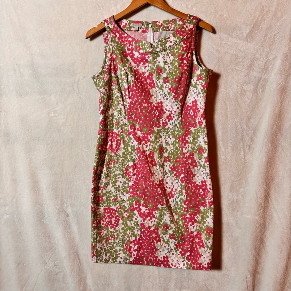 Talbots Petites Pink Green White Floral Dress Size 8P - Picture 9 of 10